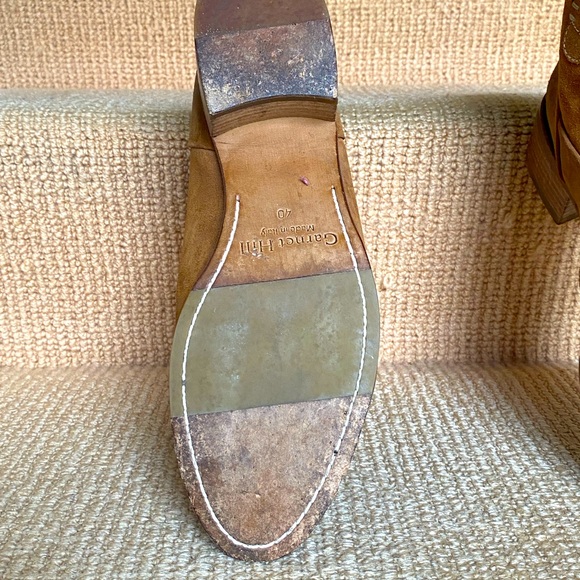 Distressed leather suede ankle boots, sz 40 from Garnet Hill